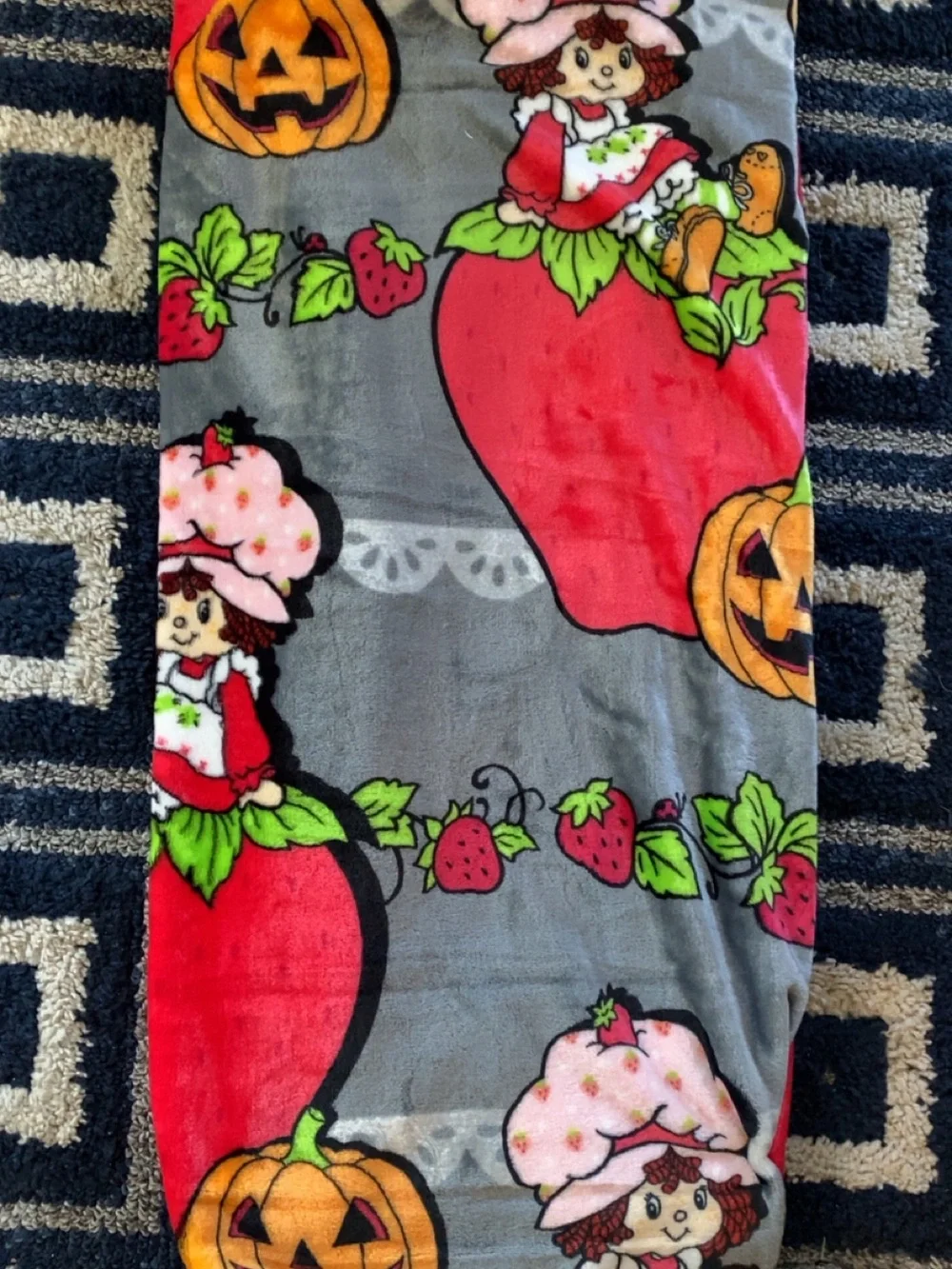Strawberry Shortcake Plush Throw Blanket - Pink & Gray